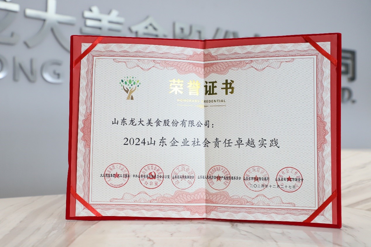 南宫NG28国际集团美食荣膺“2024山东企业社会责任卓越实际”殊荣